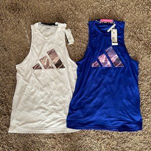 Two Adidas D4M HIIT GFX Tank Tops - Men's NWT (Medium Tall)